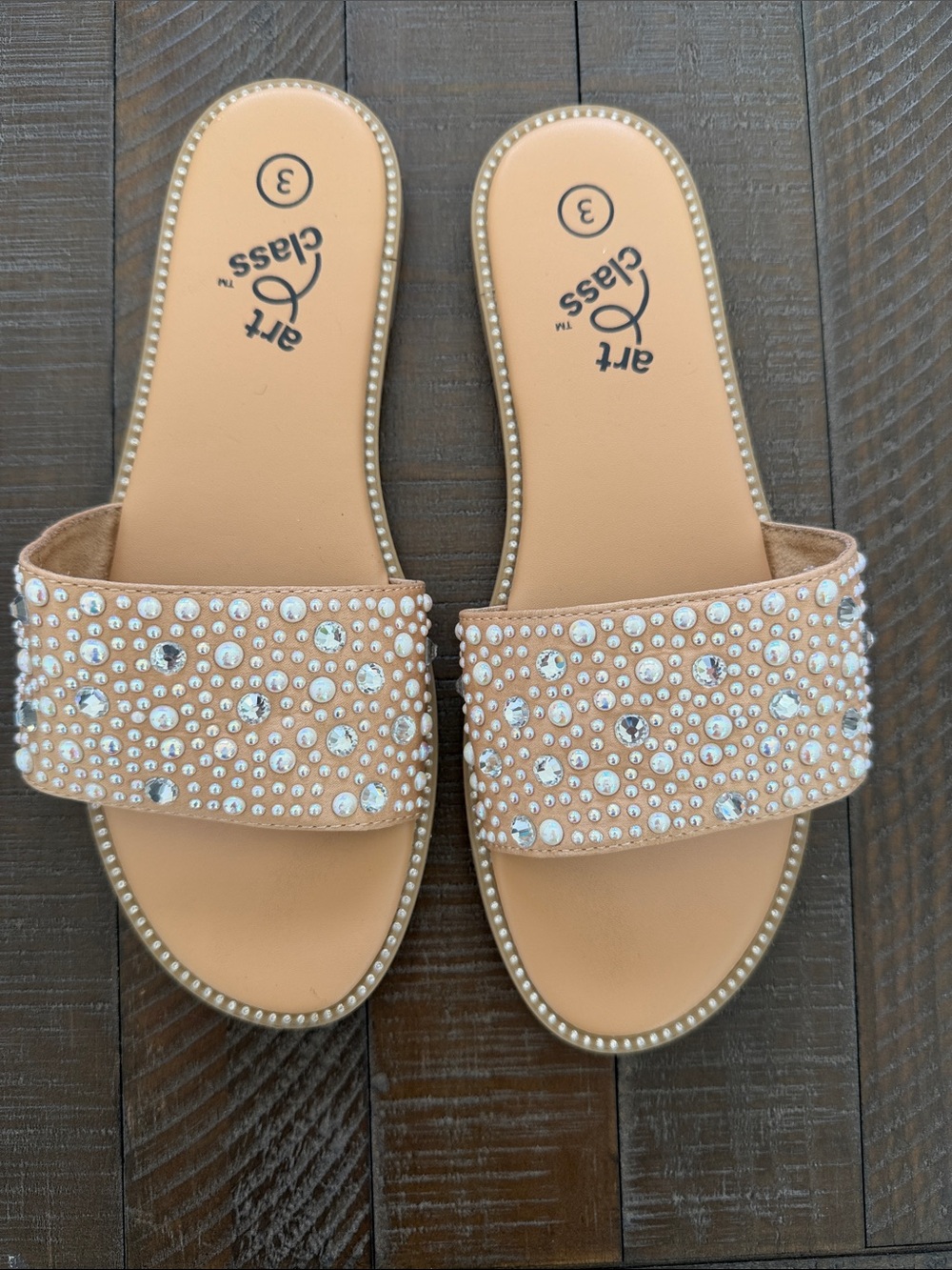 art class Crystal-Studded Slide Sandals